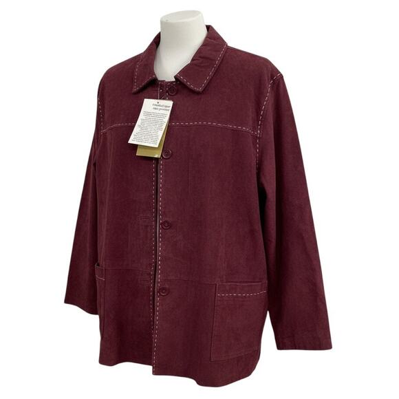 NWT | denim + company Maroon Washable Genuine Leather Jacket | Women's 3x - Picture 1 of 6